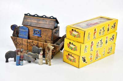 Lot 2631 - A vintage pine Noah's Ark and animals, and...