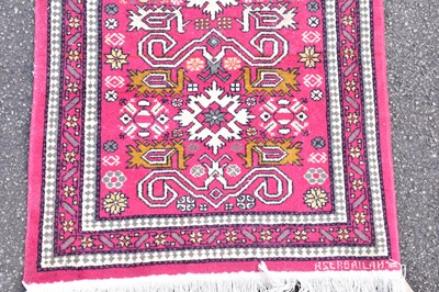 Lot 1492 - A Caucasian hand woven wool mat, with...