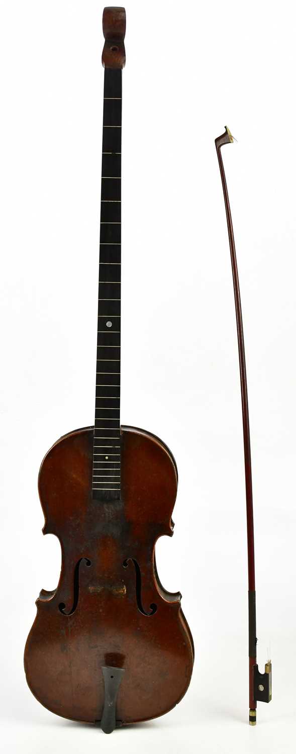 Lot 1009 - An unusual violin with long fretted...