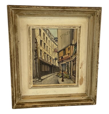 Lot 250 - A P LAMBERT; oil on board, street scene,...