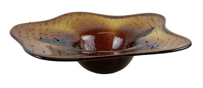 Lot 619 - An amber coloured art glass bowl, diameter 37cm.