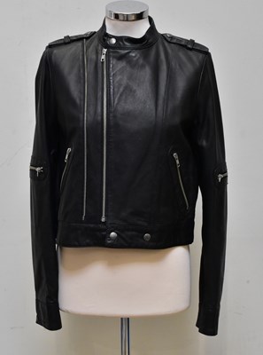 Lot 908 - SEE BY CHLOÉ; a black soft leather short biker...