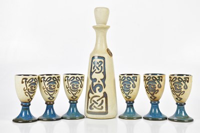 Lot 1450 - LAUGHARNE WALES POTTERY; a set of six ceramic...