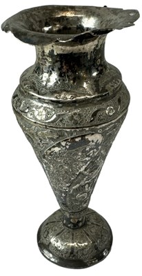 Lot 1339 - A white metal floral decorated vase, height...