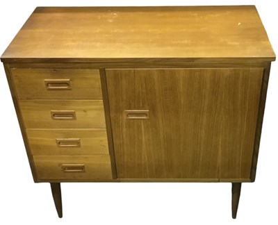 Lot 68 - A teak mid century cased sewing table with...