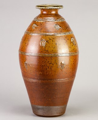 Lot 372 - JOHN JELFS (born 1946); a tall salt glazed...