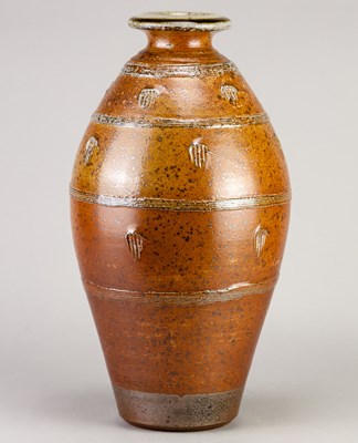 Lot 372 - JOHN JELFS (born 1946); a tall salt glazed...