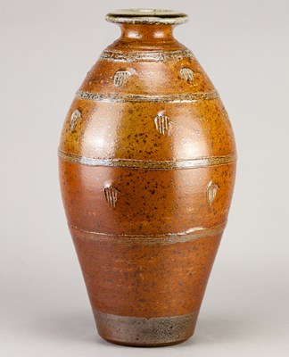 Lot 372 - JOHN JELFS (born 1946); a tall salt glazed...