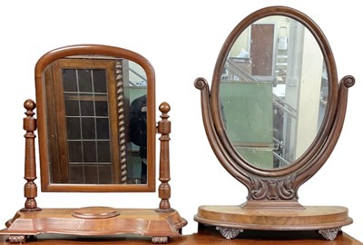 Lot 88 - A 19th century mahogany oval toilet mirror and...