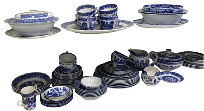 Lot 570 - A large quantity of blue and white 'Willow'...