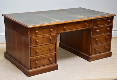 Lot 56 - A 19th century oak partner's desk with gilt...