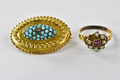 Lot 2502 - A Victorian yellow metal oval target mourning...