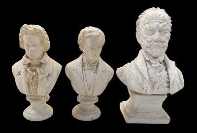 Lot 330 - Three resin busts of classical composers...