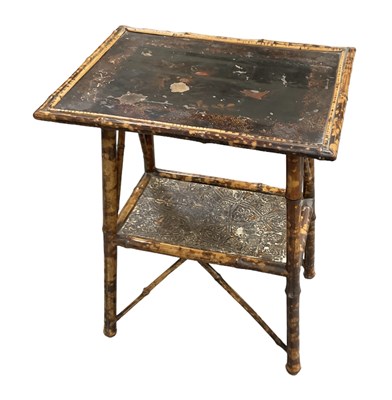 Lot 86 - A bamboo framed lacquered top side table, 54 x...