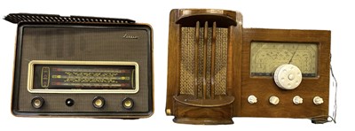 Lot 350 - A 1930s Art Deco walnut radio and a vintage...