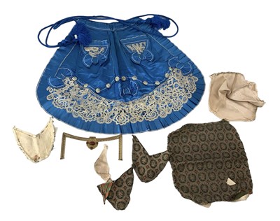 Lot 462 - A 19th century blue silk and lace lady's apron...