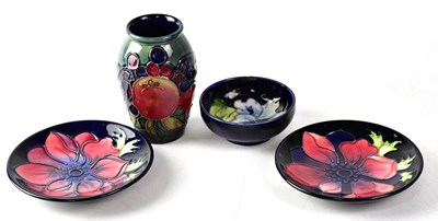 Lot 182 - MOORCROFT; four items, comprising two 'Anemone'...