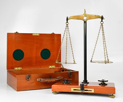 Lot 156 - A mahogany cased inspector's set of scales by...