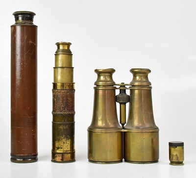 Lot 135 - A pair of cased binoculars and two telescopes,...