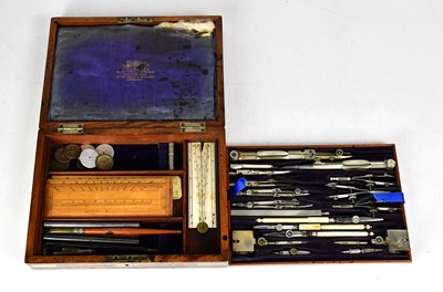 Lot 142 - A cased set of mathematical instruments by W....