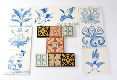 Lot 241 - Seven replica encaustic tiles designed by A. W....