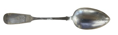 Lot 1227 - A Russian 84 grade silver tablespoon, with...