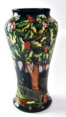 Lot 158 - MOORCROFT; a vase in the 'Holly Hatch' design,...