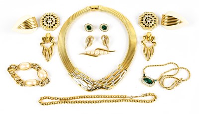 Lot 828 - MONET; a gold tone and faux pearl 1980s...