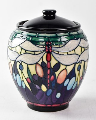 Lot 162 - MOORCROFT; a jar and cover in the 'Favrile'...