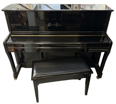 Lot 448 - S RITTER; a modern black upright piano,...