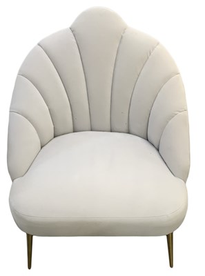 Lot 76 - A modern white upholstered shell back armchair...