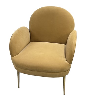 Lot 77 - A modern yellow upholstered armchair on gilt...