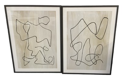 Lot 225 - A pair of modern abstract figural prints, each...