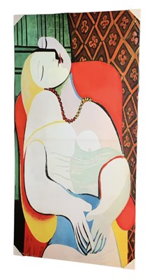 Lot 244 - AFTER PICASSO; large modern print on canvas,...