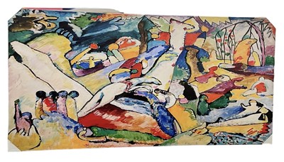 Lot 248 - AFTER KANDINSKY; A large modern colourful...