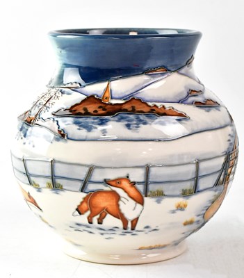 Lot 157 - MOORCROFT; a vase in the 'Woodside Farm'...