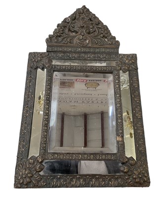 Lot 30 - A 19th century gilt metal mounted wall mirror,...