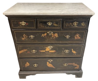 Lot 4 - An 18th century black lacquered Chinoiserie...