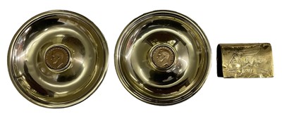 Lot 379 - TRENCH ART; a pair of pin dishes, each set...