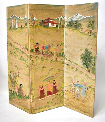 Lot 20 - An Oriental-style three-section screen, with...