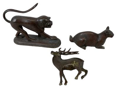 Lot 631 - A group of three bronze models of animals...