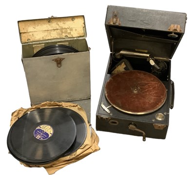 Lot 454 - A Columbia leather cased travelling gramophone...