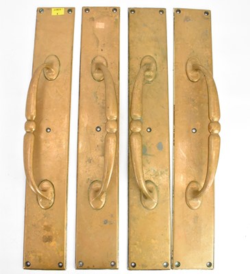 Lot 84 - Two pairs of large brass door handles, door...