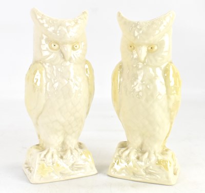 Lot 219 - BELLEEK; two owl vases, height 21cm (2).