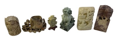 Lot 1142 - A group of Chinese carved hardstone and...