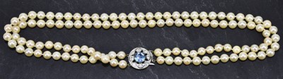Lot 1299 - A double row of hand tied Akoya pearls (8mm...
