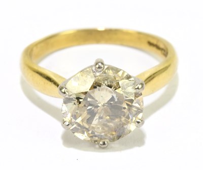 Lot 1003 - An 18ct yellow gold 'Champagne' diamond...