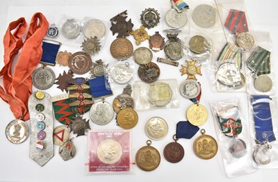 Lot 345 - Various commemorative coins and badges, prize...