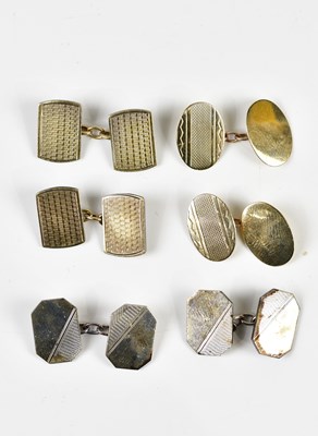 Lot 2493 - A pair of 9ct yellow gold cufflinks, combined...