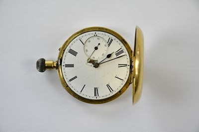 Lot 2327 - An 18ct gold full hunter crown wind pocket...